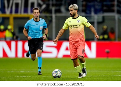 Milan, Italy. 6 November 2019. UEFA Champions League, Atalanta Vs Manchester City 1-1. Sergio Aguero, Manchester City.