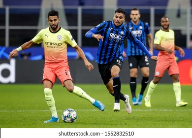 Milan, Italy. 6 November 2019. UEFA Champions League, Atalanta Vs Manchester City 1-1. Riyad Mahrez, Manchester City.