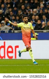 Milan, Italy. 6 November 2019. UEFA Champions League, Atalanta Vs Manchester City 1-1. Riyad Mahrez, Manchester City.