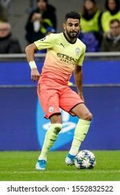 Milan, Italy. 6 November 2019. UEFA Champions League, Atalanta Vs Manchester City 1-1. Riyad Mahrez, Manchester City.