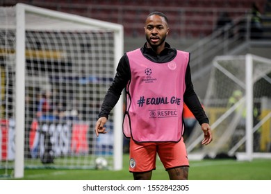 Milan, Italy. 6 November 2019. UEFA Champions League, Atalanta Vs Manchester City 1-1. Raheem Sterling, Manchester City, During Warm Up.