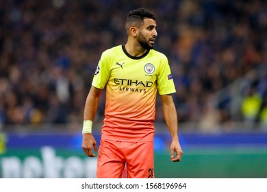 Milan, Italy. 6 November 2019. UEFA Champions League, Atalanta Vs Manchester City 1-1. Riyad Mahrez, Manchester City.