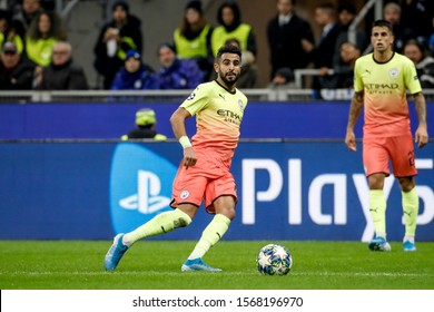 Milan, Italy. 6 November 2019. UEFA Champions League, Atalanta Vs Manchester City 1-1. Riyad Mahrez, Manchester City.