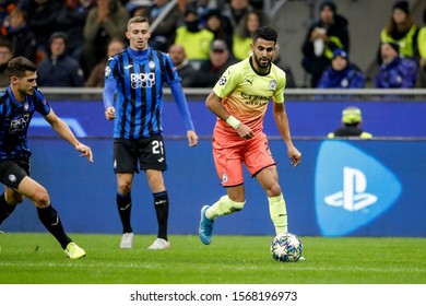 Milan, Italy. 6 November 2019. UEFA Champions League, Atalanta Vs Manchester City 1-1. Riyad Mahrez, Manchester City.