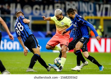 Milan, Italy. 6 November 2019. UEFA Champions League, Atalanta Vs Manchester City 1-1. Sergio Aguero, Manchester City.