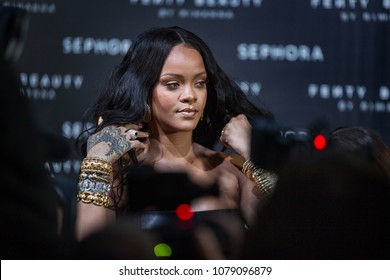 MILAN, ITALY - APRIL 05: Rihanna Attends Sephora Fenty Beauty By Rihanna Launch Event On April 5, 2018 In Milan, Italy. 