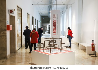 MILAN, ITALY - APRIL 11, 2018: People Inside The National Museum Of Science And Technology In Milan, Italy