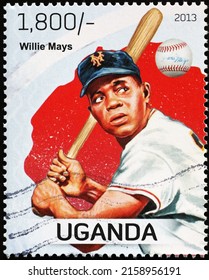 Milan, Italy - April 21, 2022: Baseball Champion Willie Mays On Postage Stamp