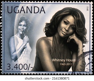 Milan, Italy - April 21, 2022: 
Whitney Houston Portraits On Postage Stamp