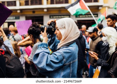 MILAN, ITALY - APRIL 25 2022: People Took The Streets In Milan To Celebrate The Anniversary Of The Liberation Of Italy From Nazism And Fascism And Claiming For Peace