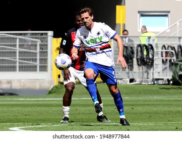 MILAN, ITALY - April 3, 2021: 
Adrien Silva And Franck Kessie In Action During The Serie A 2020-2021 MILAN V SAMPDORIA At San Siro Stadium. 