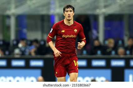 MILAN, ITALY - APRIL23, 2022: 
Eldor Shomurodov Looks On During The Serie A 2021-2022 INTER V ROMA At San Siro Stadium. 