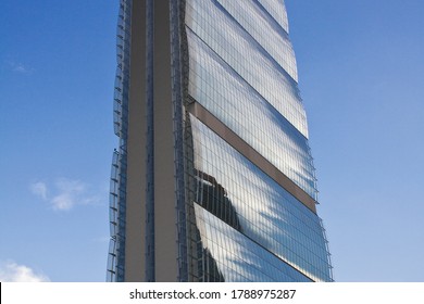 Milan, Italy - August 02 2020: Citylife New Allianz Tower Arata Isozaki Architect