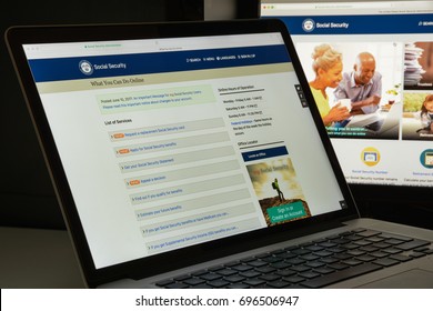 Milan, Italy - August 10, 2017: SSA Website Homepage. It Is S An Independent Agency Of The U.S. Federal Government That Administers Social Security. Ssa Logo Visible.