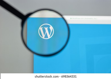 Milan, Italy - August 10, 2017: Wordpress website homepage. It is a free and open-source content management system (CMS) based on PHP and MySQL. Wordpress logo visible.