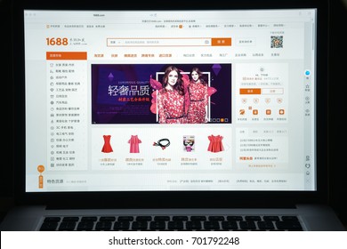 Milan, Italy - August 10, 2017: 1688 website homepage. 1688.com is also called Alibaba.cn, it's the Chinese Alibaba wholesale site 1688 logo visible.
