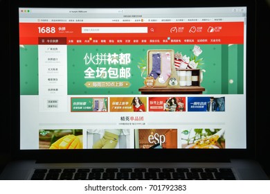Milan, Italy - August 10, 2017: 1688 website homepage. 1688.com is also called Alibaba.cn, it's the Chinese Alibaba wholesale site 1688 logo visible.