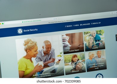 Milan, Italy - August 10, 2017: SSA Website Homepage. It Is S An Independent Agency Of The U.S. Federal Government That Administers Social Security. Ssa Logo Visible.