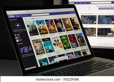 Milan, Italy - August 10, 2017: Twitch website homepage. It is a live streaming video platform owned by Twitch Interactive, a subsidiary of Amazon.com. Twitch logo visible.