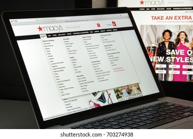 Milan, Italy - August 10, 2017: Macy's Website Homepage. It Is A Department Store Owned By Macy's, Inc. Macy's Logo Visible.