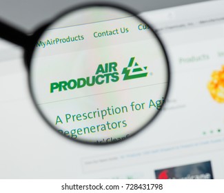Milan, Italy - August 10, 2017: Air Products & Chemicals website homepage. Air Products and Chemicals logo.