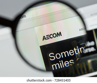 Milan, Italy - August 10, 2017: AECOM website homepage. It is an American multinational engineering firm. AECOM logo visible.