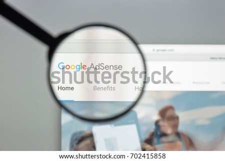 Milan, Italy - August 10, 2017: Adsense website homepage. It is a program that allows to serve automatic text, image, video, or interactive media advertisements. Google adsense logo visible.