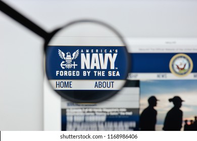 Milan, Italy - August 20, 2018: U.S. Navy Website Homepage. U.S. Navy Logo Visible.