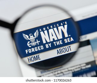 Milan, Italy - August 20, 2018: U.S. Navy Website Homepage. U.S. Navy Logo Visible.