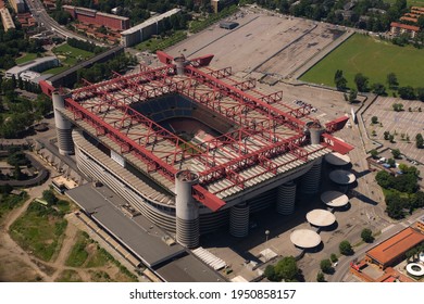 Milan, Italy - August 20 2020: Aerial View Of The Giuseppe Meazza Stadium