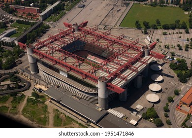 Milan, Italy - August 20 2020: Aerial View Of The Giuseppe Meazza Stadium