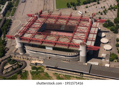 Milan, Italy - August 20 2020: Aerial View Of The Giuseppe Meazza Stadium