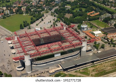 Milan, Italy - August 20 2020: Aerial View Of The Giuseppe Meazza Stadium