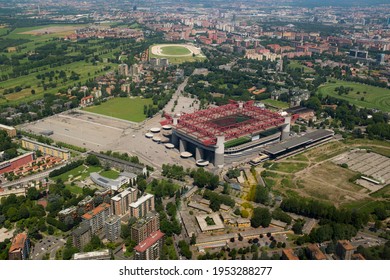 Milan, Italy - August 20 2020: Aerial View Of The Giuseppe Meazza Stadium