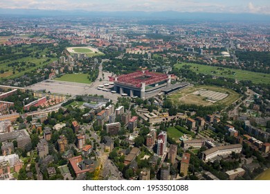 Milan, Italy - August 20 2020: Aerial View Of The Giuseppe Meazza Stadium