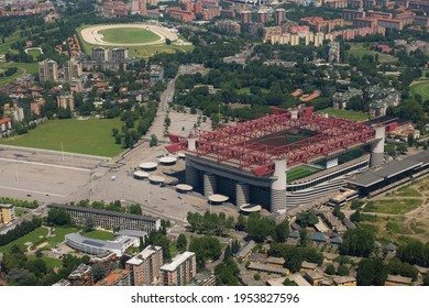 Milan, Italy - August 20 2020: Aerial View Of The Giuseppe Meazza Stadium