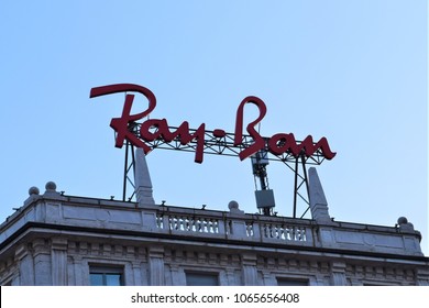 Milan, Italy, August 2017: Brand Ray Ban