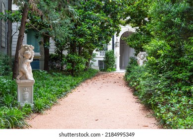 Milan, Italy - Circa June 2021: Italian Villa Entrance With Garden. Luxurious Green Exterior