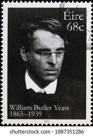 Milan, Italy - December 13, 2020: William Butler Yeats On Irish Stamp