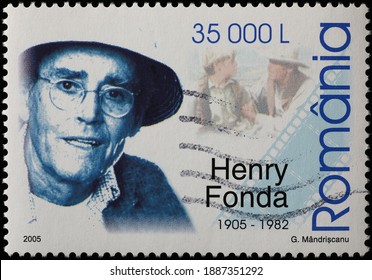 Milan, Italy - December 14, 2020: Henry Fonda On Romanian Postage Stamp