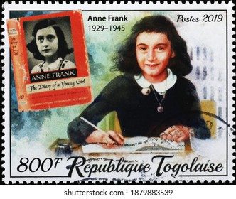 Milan, Italy - December 17, 2020: Anna Frank Portrait On Stamp Of Togo