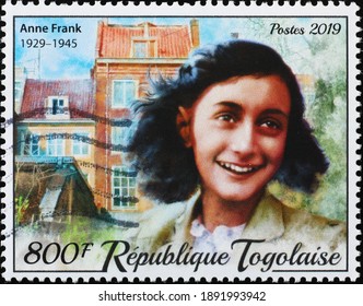 Milan, Italy - December 17, 2020: Anna Frank And Her House On Postage Stamp