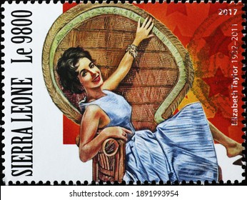 Milan, Italy - December 17, 2020: Elizabeth Taylor Portrait On African Stamp