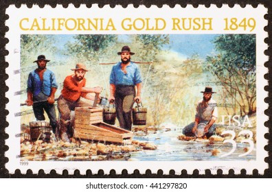 Milan, Italy - December 21. 2013: California Gold Rush On American Postage Stamp