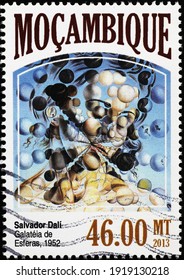 Milan, Italy  - February 02, 2021: Galatea Of The Spheres By Salvador Dalì On Postage Stamp