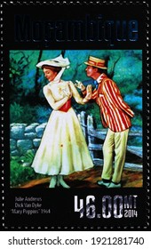 Milan, Italy  - February 02, 2021: Julie Andrews And Dick Van Dyke On Postage Stamp