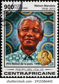 Milan, Italy  - February 04, 2021: Nobel Prize Nelson Mandela On African Stamp