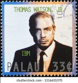 Milan, Italy – February 11, 2019: Businessman Thomas Watson Jr On Postage Stamp.