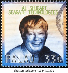 Milan, Italy – February 11, 2019: Entrepreneur Al Shugart on postage stamp