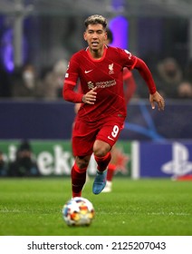 MILAN, ITALY - FEBRUARY 16, 2022: 
Roberto Firmino of Liverpool Fc in action 
during the UEFA Champions League 2021-2022 FC INTERNAZIONALE v LIVERPOOL FC at San Siro Stadium.
